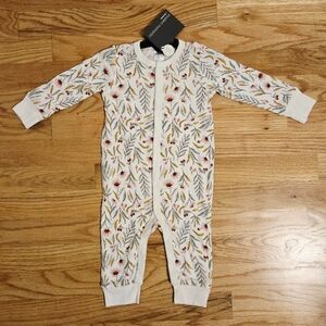 NWT Gerber Modern Moments Infant Romper, Ivory/Floral Pattern, Size 6-9m